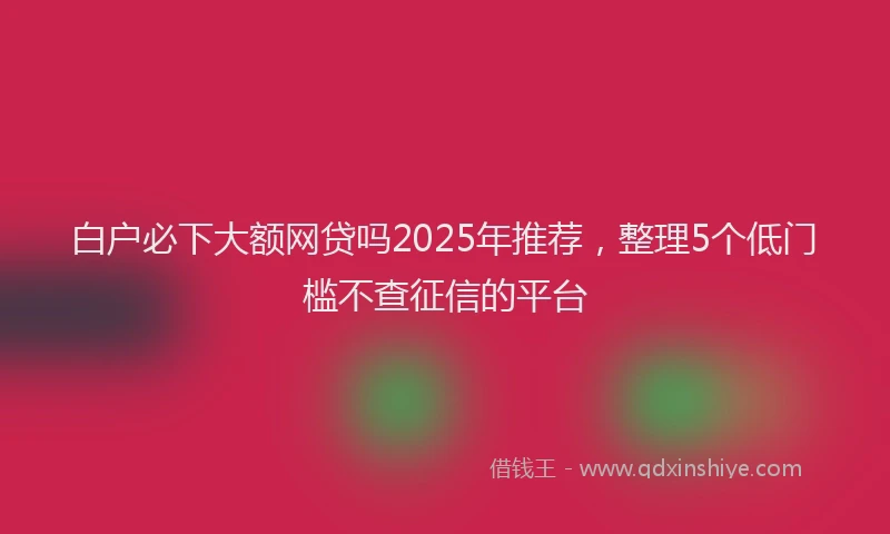 白户必下大额网贷吗2025年推荐，整理5个低门槛不查征信的平台