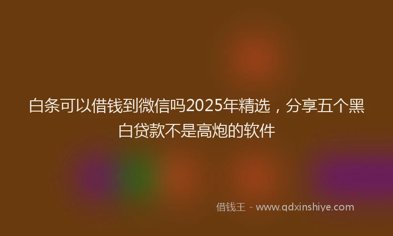 白条可以借钱到微信吗2025年精选，分享五个黑白贷款不是高炮的软件