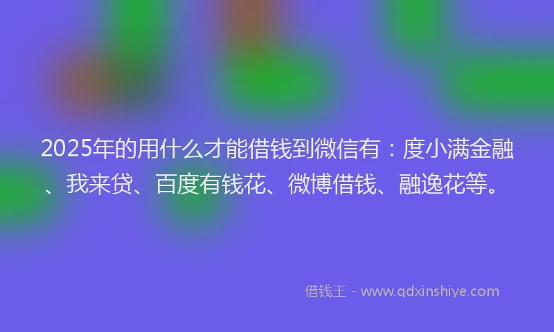 2025年的用什么才能借钱到微信有：度小满金融、我来贷、百度有钱花、微博借钱、融逸花等。