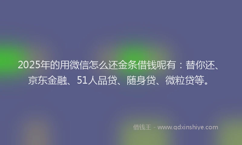 2025年的用微信怎么还金条借钱呢有：替你还、京东金融、51人品贷、随身贷、微粒贷等。