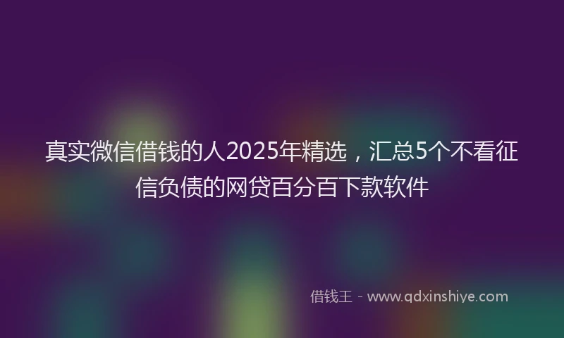 真实微信借钱的人2025年精选，汇总5个不看征信负债的网贷百分百下款软件