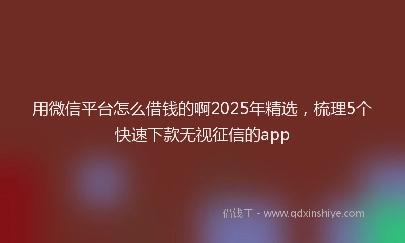 用微信平台怎么借钱的啊2025年精选，梳理5个快速下款无视征信的app