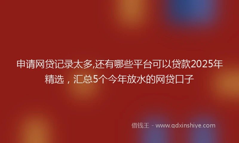 申请网贷记录太多,还有哪些平台可以贷款2025年精选，汇总5个今年放水的网贷口子
