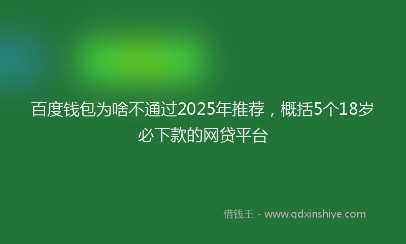 百度钱包为啥不通过2025年推荐，概括5个18岁必下款的网贷平台