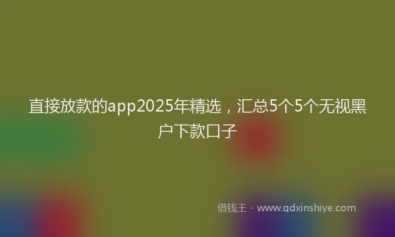 直接放款的app2025年精选，汇总5个5个无视黑户下款口子