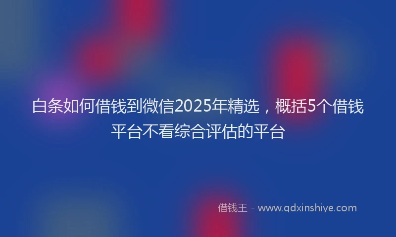 白条如何借钱到微信2025年精选，概括5个借钱平台不看综合评估的平台