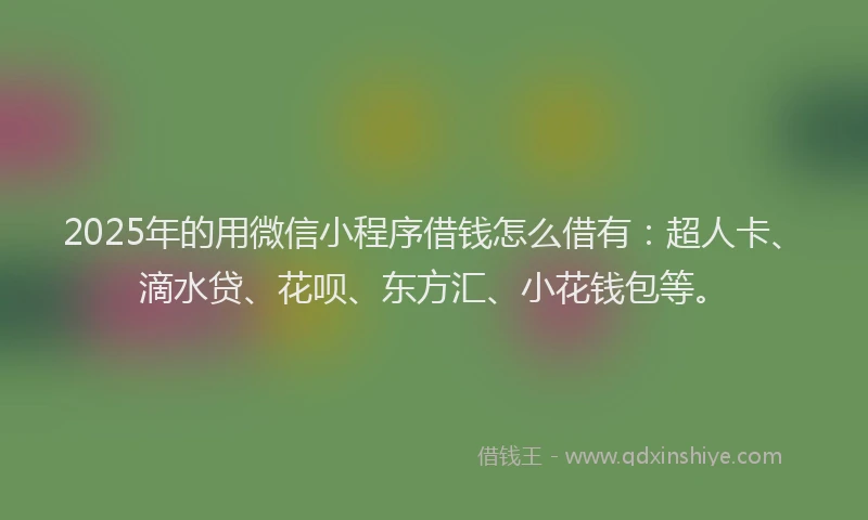 2025年的用微信小程序借钱怎么借有：超人卡、滴水贷、花呗、东方汇、小花钱包等。