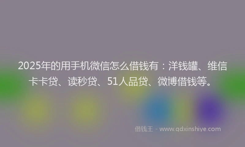 2025年的用手机微信怎么借钱有：洋钱罐、维信卡卡贷、读秒贷、51人品贷、微博借钱等。