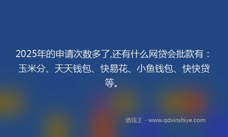 2025年的申请次数多了,还有什么网贷会批款有：玉米分、天天钱包、快易花、小鱼钱包、快快贷等。