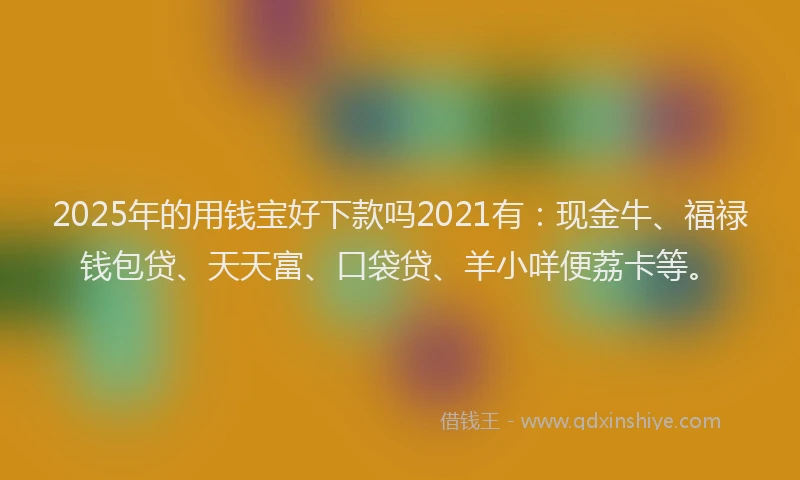 2025年的用钱宝好下款吗2021有：现金牛、福禄钱包贷、天天富、口袋贷、羊小咩便荔卡等。