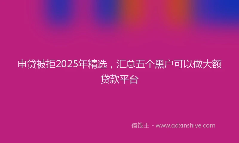 申贷被拒2025年精选，汇总五个黑户可以做大额贷款平台