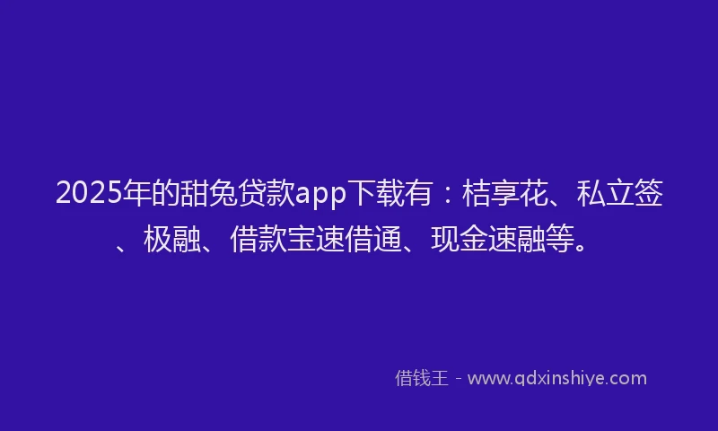 2025年的甜兔贷款app下载有：桔享花、私立签、极融、借款宝速借通、现金速融等。