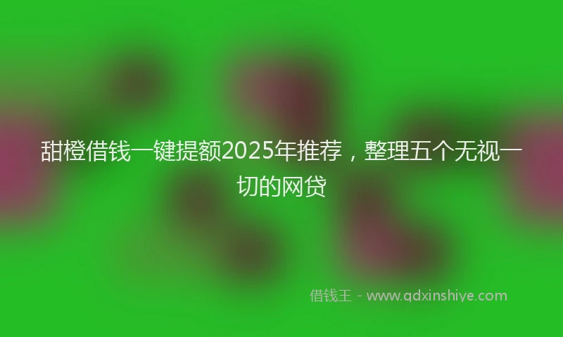 甜橙借钱一键提额2025年推荐，整理五个无视一切的网贷