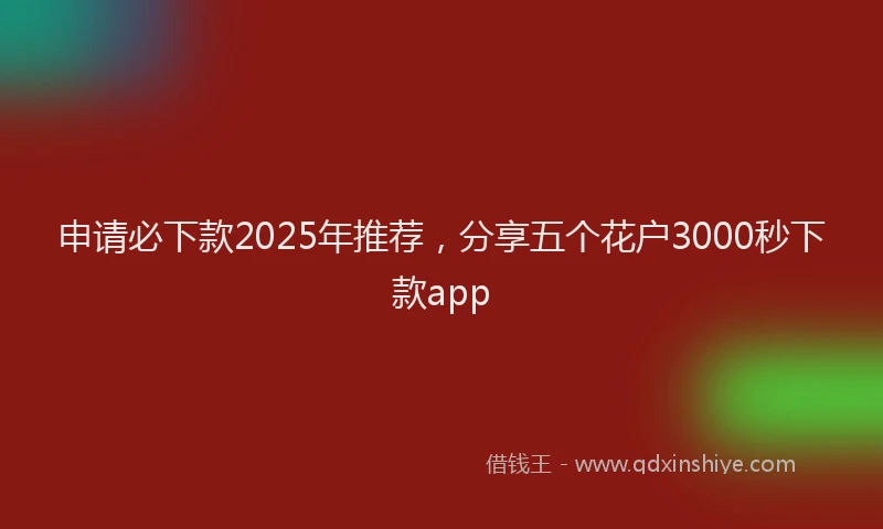 申请必下款2025年推荐，分享五个花户3000秒下款app