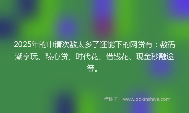 2025年的申请次数太多了还能下的网贷有：数码潮享玩、臻心贷、时代花、借钱花、现金秒融途等。