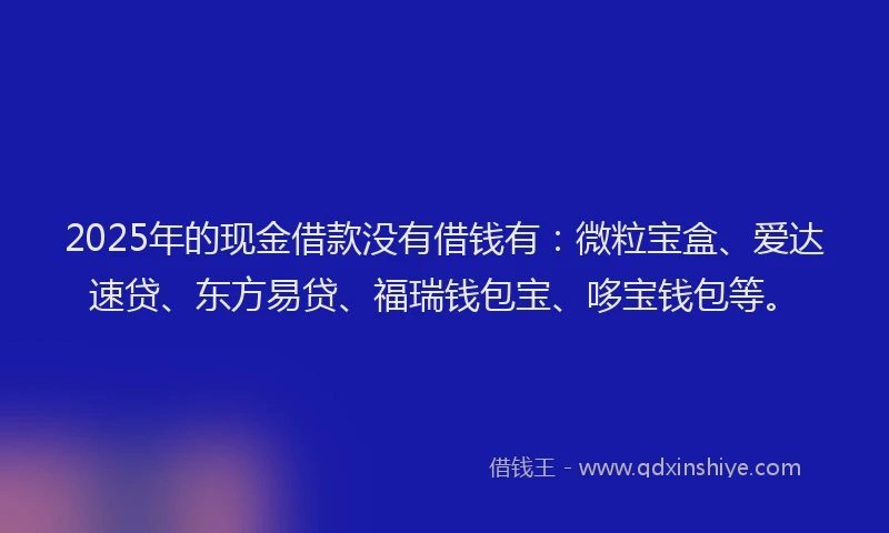 2025年的现金借款没有借钱有：微粒宝盒、爱达速贷、东方易贷、福瑞钱包宝、哆宝钱包等。