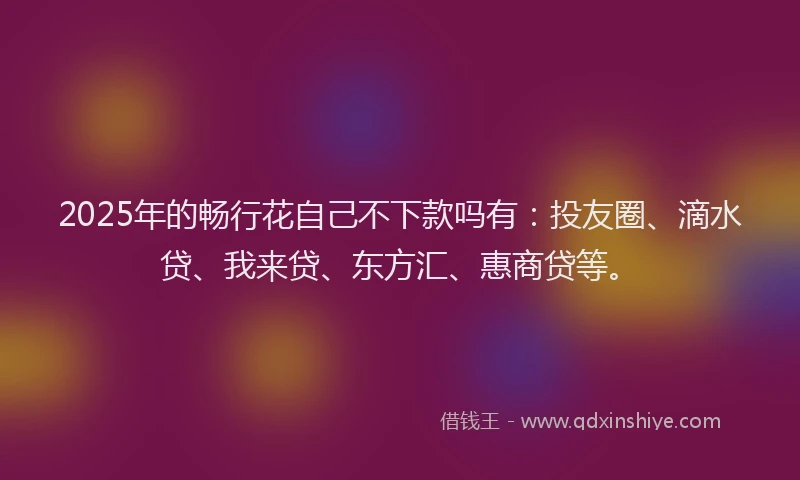 2025年的畅行花自己不下款吗有：投友圈、滴水贷、我来贷、东方汇、惠商贷等。