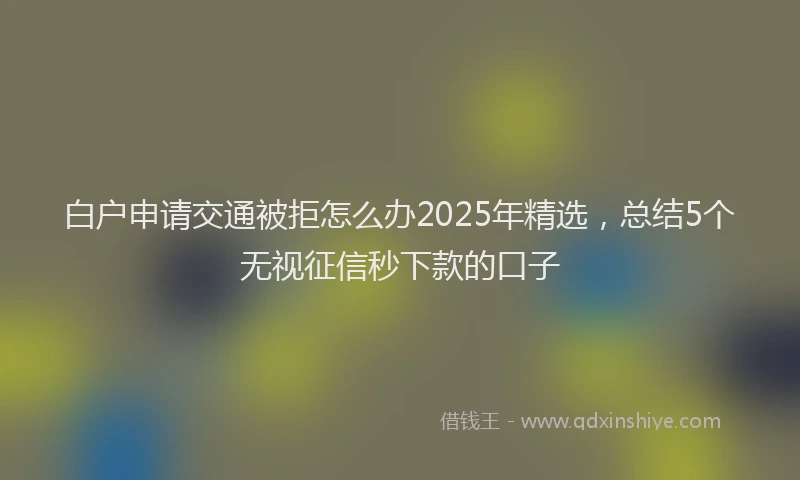 白户申请交通被拒怎么办2025年精选，总结5个无视征信秒下款的口子