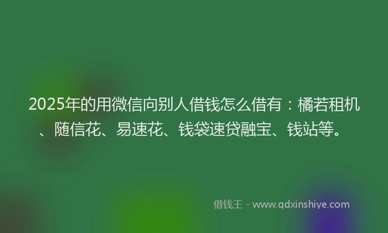 2025年的用微信向别人借钱怎么借有：橘若租机、随信花、易速花、钱袋速贷融宝、钱站等。