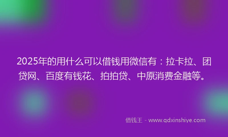 2025年的用什么可以借钱用微信有：拉卡拉、团贷网、百度有钱花、拍拍贷、中原消费金融等。