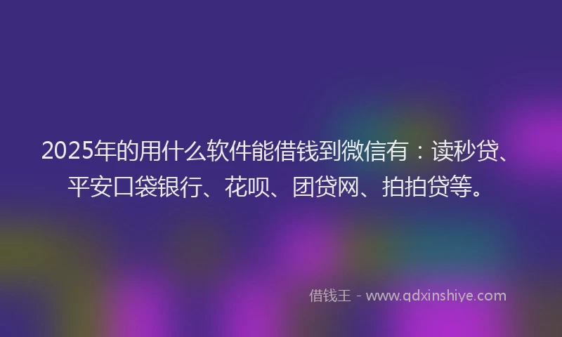 2025年的用什么软件能借钱到微信有：读秒贷、平安口袋银行、花呗、团贷网、拍拍贷等。