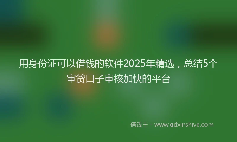 用身份证可以借钱的软件2025年精选，总结5个审贷口子审核加快的平台