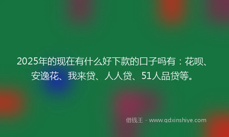 2025年的现在有什么好下款的口子吗有：花呗、安逸花、我来贷、人人贷、51人品贷等。