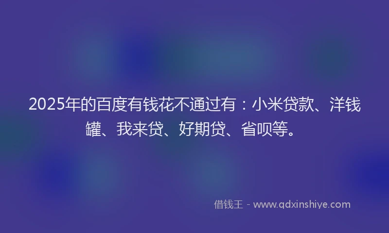 2025年的百度有钱花不通过有：小米贷款、洋钱罐、我来贷、好期贷、省呗等。