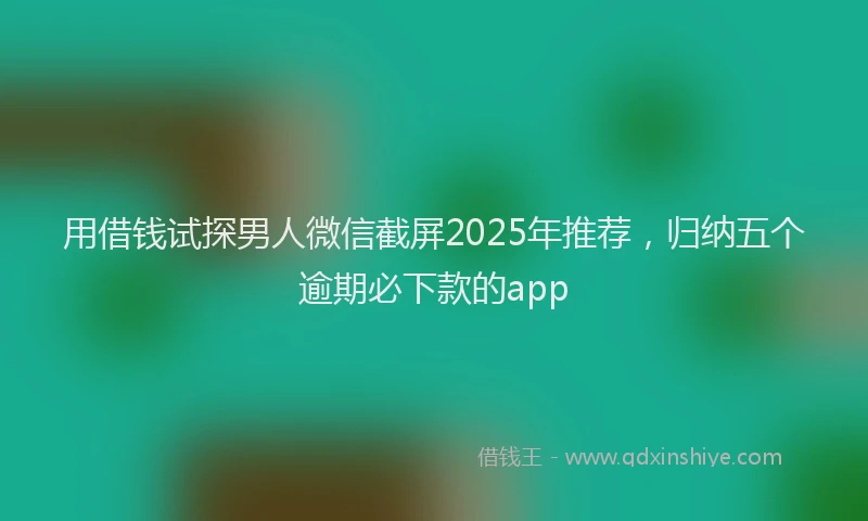 用借钱试探男人微信截屏2025年推荐，归纳五个逾期必下款的app