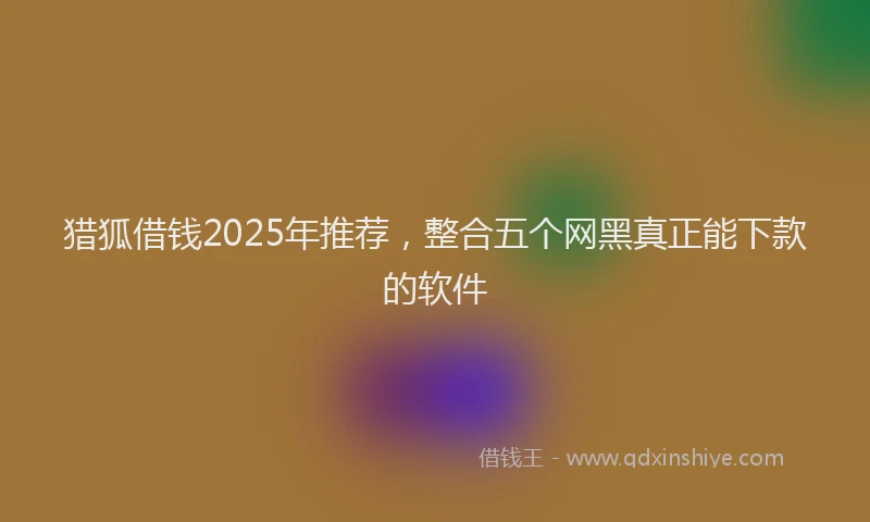 猎狐借钱2025年推荐，整合五个网黑真正能下款的软件