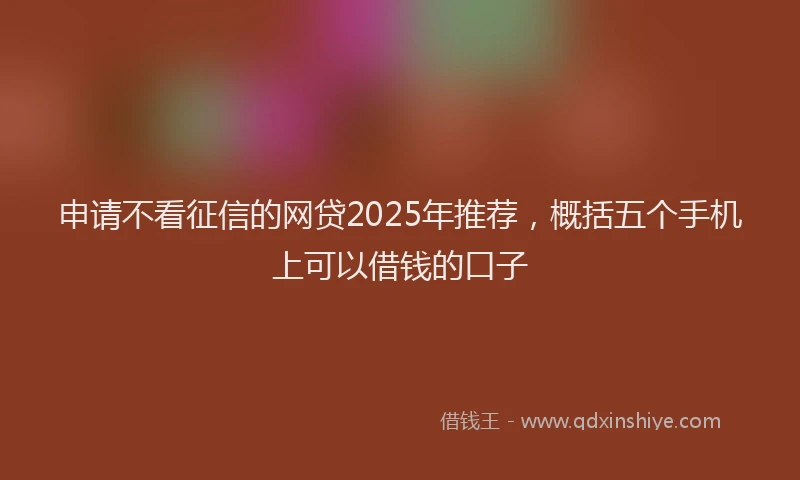 申请不看征信的网贷2025年推荐，概括五个手机上可以借钱的口子