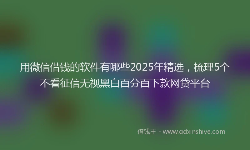 用微信借钱的软件有哪些2025年精选，梳理5个不看征信无视黑白百分百下款网贷平台