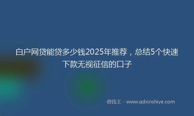 白户网贷能贷多少钱2025年推荐，总结5个快速下款无视征信的口子