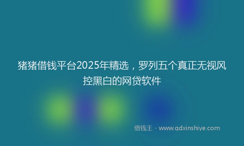 猪猪借钱平台2025年精选，罗列五个真正无视风控黑白的网贷软件