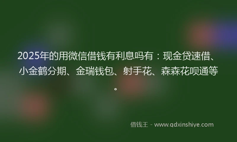 2025年的用微信借钱有利息吗有：现金贷速借、小金鹤分期、金瑞钱包、射手花、森森花呗通等。