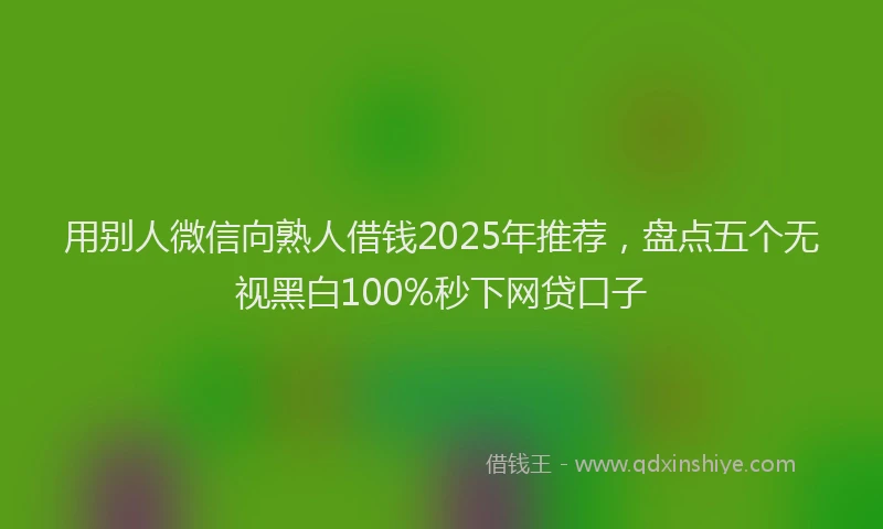 用别人微信向熟人借钱2025年推荐，盘点五个无视黑白100%秒下网贷口子