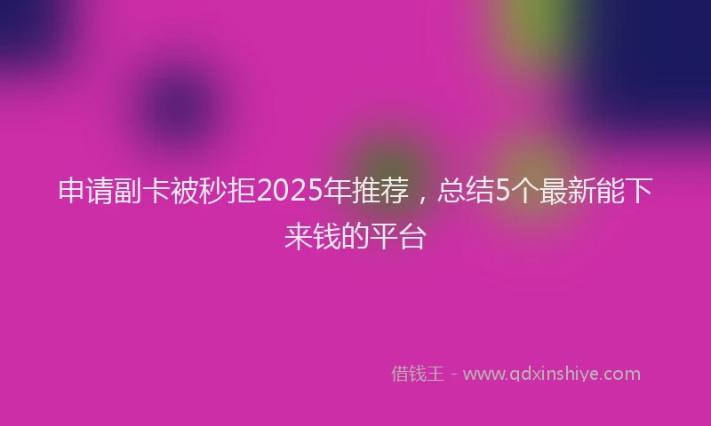 申请副卡被秒拒2025年推荐，总结5个最新能下来钱的平台