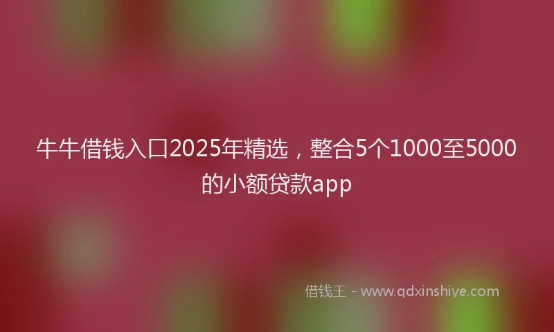 牛牛借钱入口2025年精选，整合5个1000至5000的小额贷款app