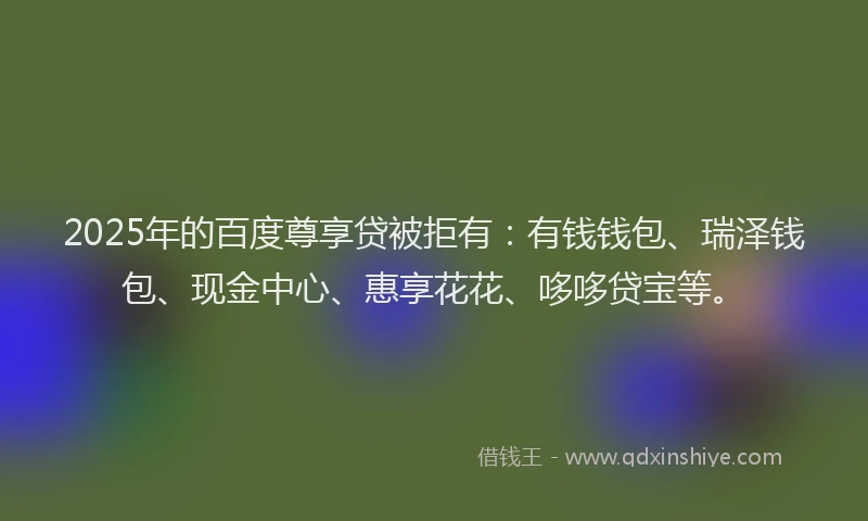 2025年的百度尊享贷被拒有：有钱钱包、瑞泽钱包、现金中心、惠享花花、哆哆贷宝等。