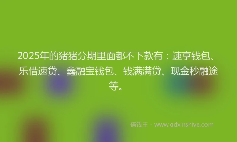 2025年的猪猪分期里面都不下款有：速享钱包、乐借速贷、鑫融宝钱包、钱满满贷、现金秒融途等。