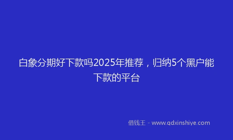 白象分期好下款吗2025年推荐，归纳5个黑户能下款的平台