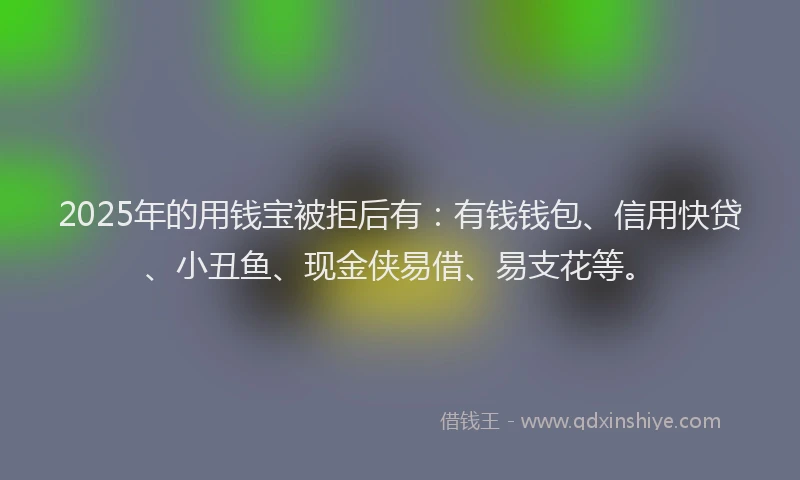 2025年的用钱宝被拒后有：有钱钱包、信用快贷、小丑鱼、现金侠易借、易支花等。