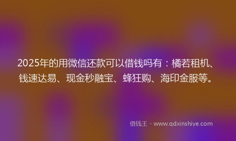 2025年的用微信还款可以借钱吗有：橘若租机、钱速达易、现金秒融宝、蜂狂购、海印金服等。