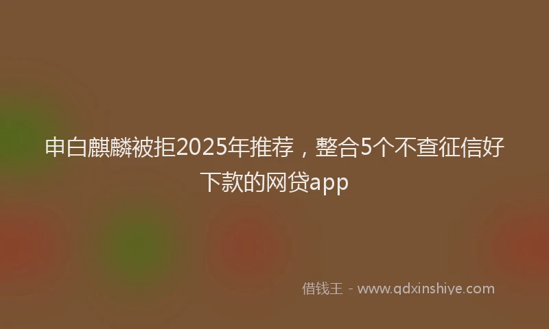 申白麒麟被拒2025年推荐，整合5个不查征信好下款的网贷app