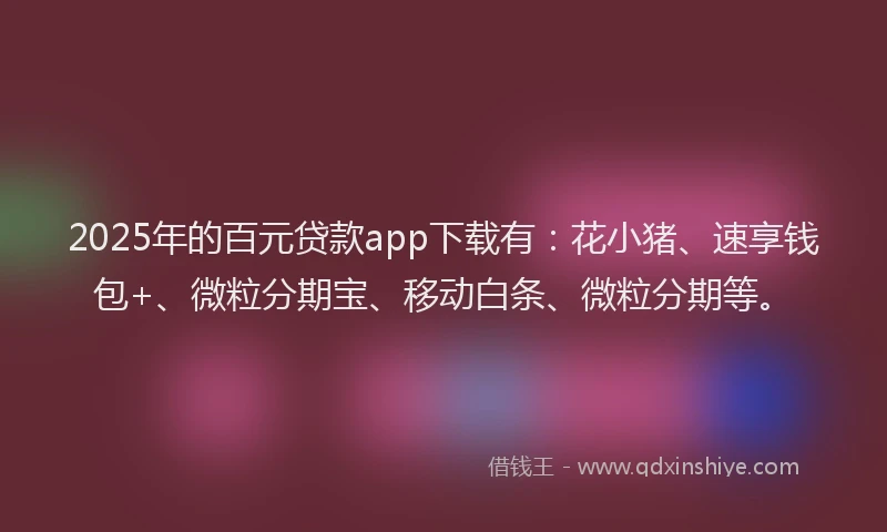 2025年的百元贷款app下载有：花小猪、速享钱包+、微粒分期宝、移动白条、微粒分期等。