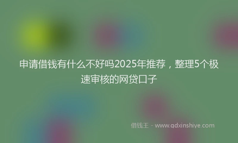 申请借钱有什么不好吗2025年推荐，整理5个极速审核的网贷口子