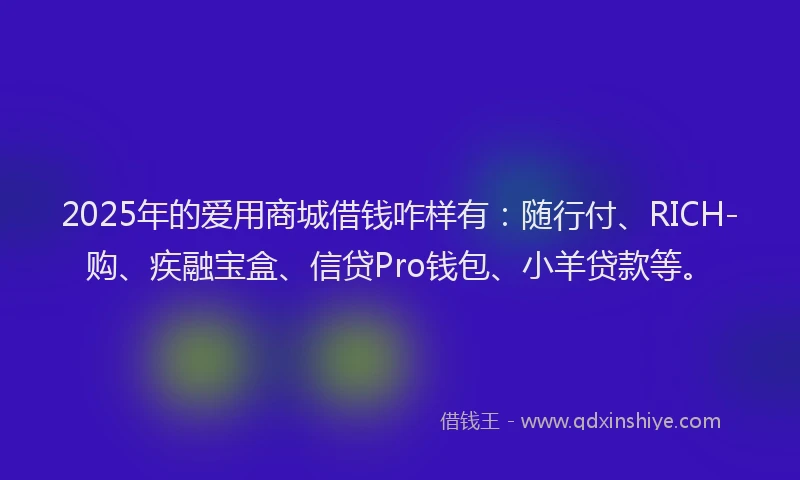 2025年的爱用商城借钱咋样有：随行付、RICH-购、疾融宝盒、信贷Pro钱包、小羊贷款等。