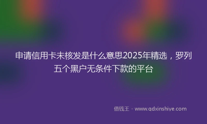 申请信用卡未核发是什么意思2025年精选，罗列五个黑户无条件下款的平台