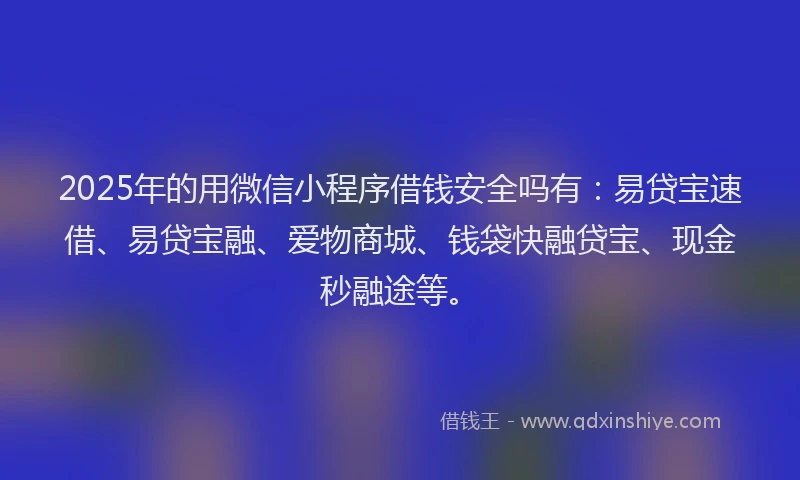 2025年的用微信小程序借钱安全吗有：易贷宝速借、易贷宝融、爱物商城、钱袋快融贷宝、现金秒融途等。
