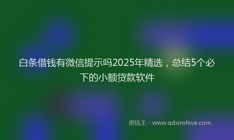 白条借钱有微信提示吗2025年精选，总结5个必下的小额贷款软件